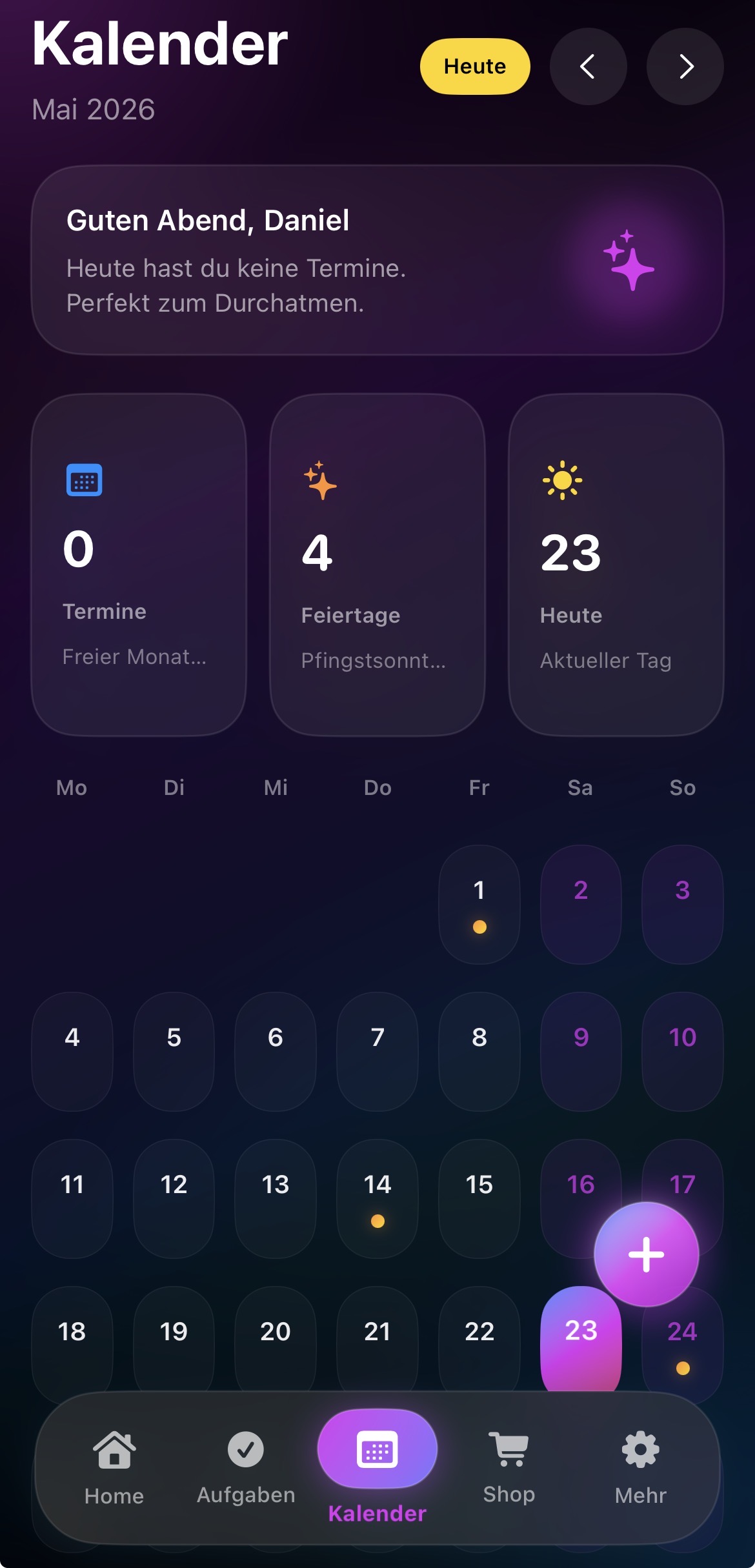 NexDay Kalender Übersicht