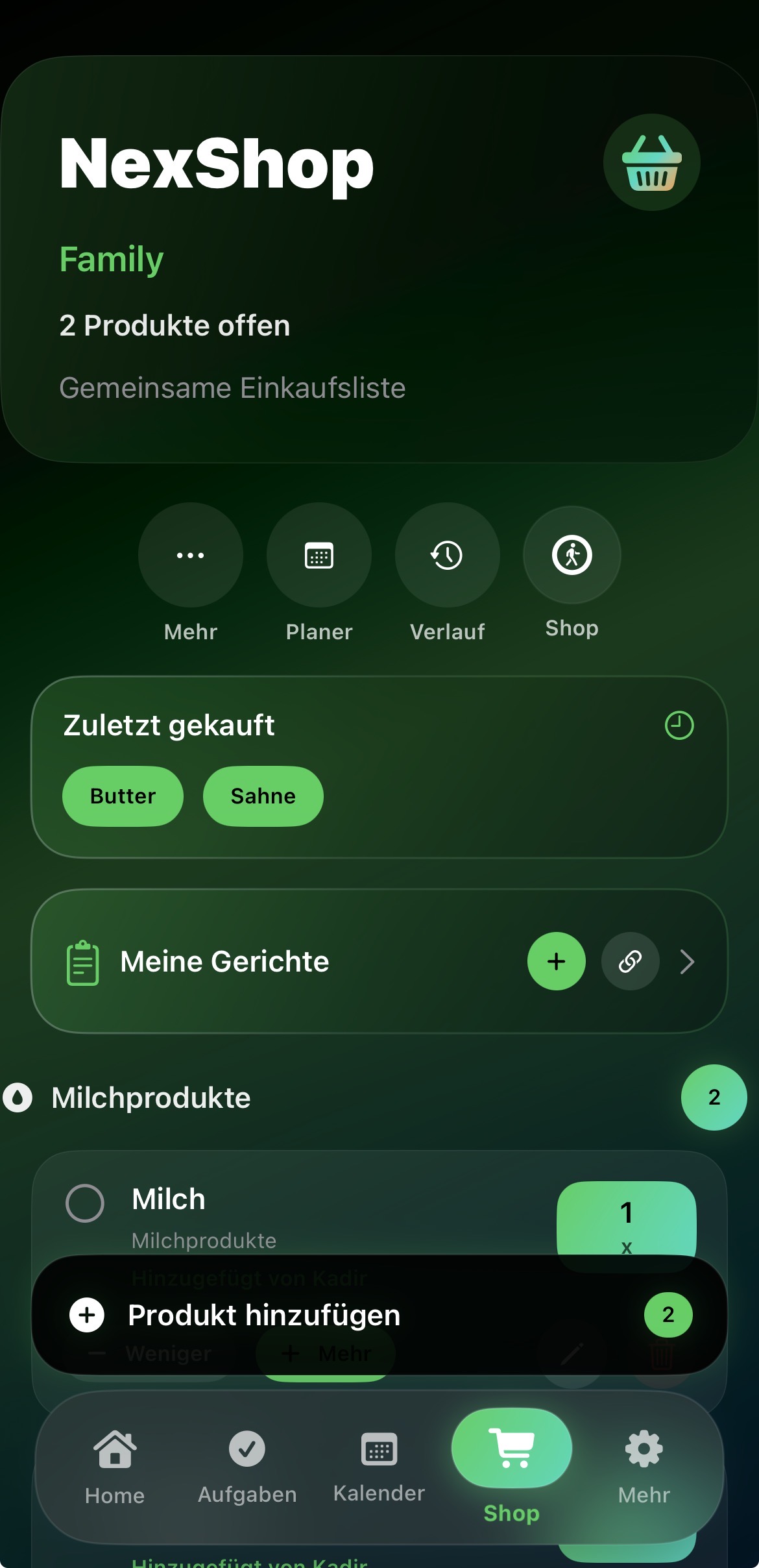NexDay NexShop Einkaufsliste